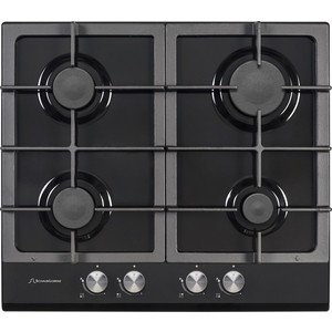 Встраиваемые газовые панели Газ, Газовая варочная поверхность, Металл, Ширина 60 см , 4 конфорки «SABAF» (Италия): 1 конфорка повышенной мощности (3000 Вт), 2 стандартные конфорки (1750 Вт), 1 экономичная конфорка (1000 Вт), Автоподжиг, составные чу