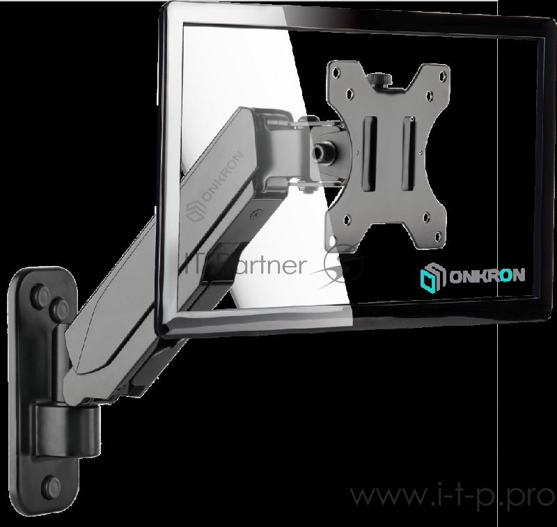 Кронштейн НАСТЕННЫЙ для монитора ONKRON Кронштейн НАСТЕННЫЙ для монитора ONKRON/ 13-32 1 колено, макс. 100*100, струбцина, наклон -35º+35º поворот 180º, расстояние от стены 85-361мм, макс.перемещение по вертикали 280мм, кабель-канал, пружина, нагрузк