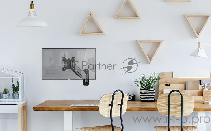 Кронштейн НАСТЕННЫЙ для монитора ONKRON Кронштейн НАСТЕННЫЙ для монитора ONKRON/ 13-32 1 колено, макс. 100*100, струбцина, наклон -35º+35º поворот 180º, расстояние от стены 85-361мм, макс.перемещение по вертикали 280мм, кабель-канал, пружина, нагрузк