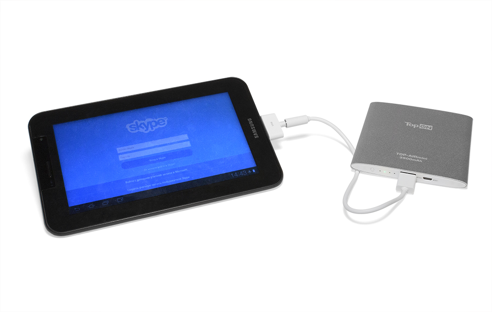 Сверхтонкий внешний аккумулятор 3500mAh (13Wh) с USB-портом, для зарядки смартфонов, планшетов и цифровой техники. Серебристый.