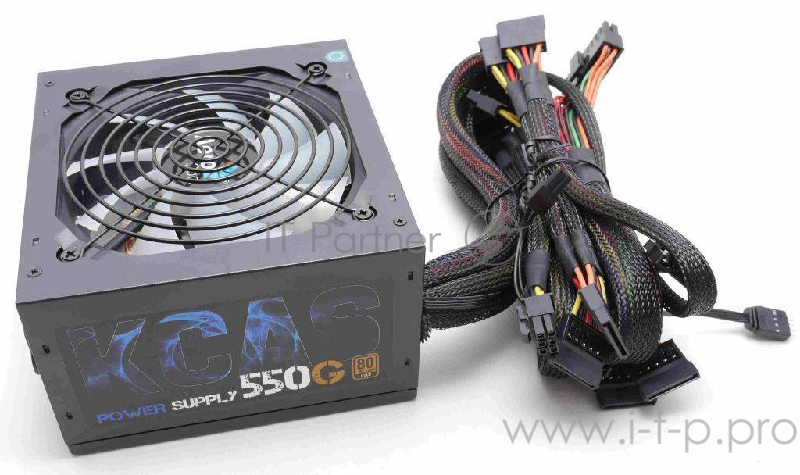Блок питания Aerocool KCAS-550G <550W, (20+4+4+4) pin, 2x(6+2) pin, 6xSATA, 3xMolex, 12 см, 80+ Gold, подсветка, кабель