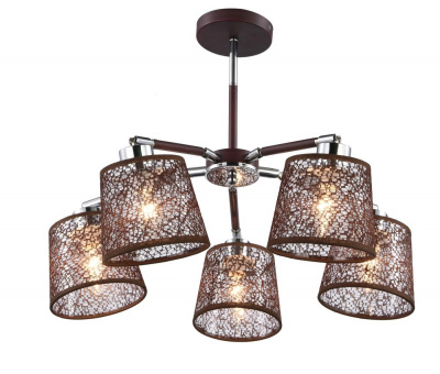 Люстра BRUNI E27X5X40W BROWN/CHROME 1091/5C