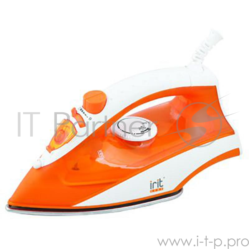 Утюг Irit IR-2216 (1600 Вт, режим сухого/парового глажения, распыление воды, вертикальное отпаривание, функция усиленный выброс пара, керамическая подошва, система самоочистки, резервуар для воды 160 мл, оранжевый/фиолетовый)