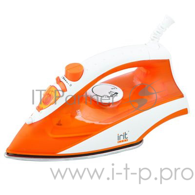 Утюг Irit IR-2216 (1600 Вт, режим сухого/парового глажения, распыление воды, вертикальное отпаривание, функция усиленный выброс пара, керамическая подошва, система самоочистки, резервуар для воды 160 мл, оранжевый/фиолетовый)