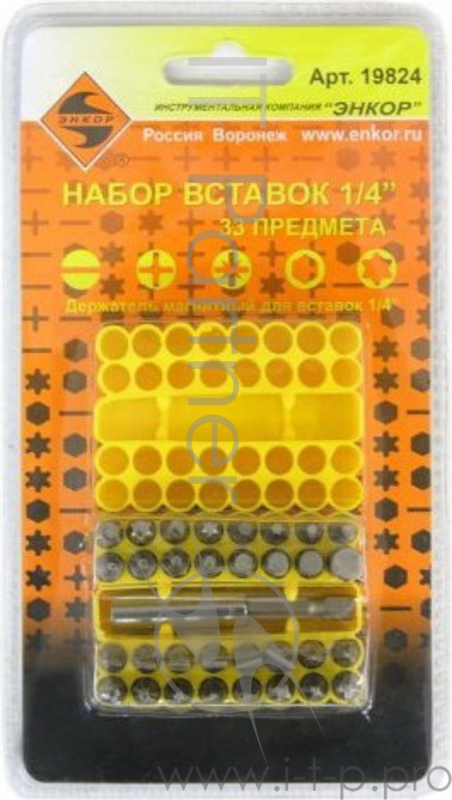 Набор бит ЭНКОР 19824 1/4 33шт.