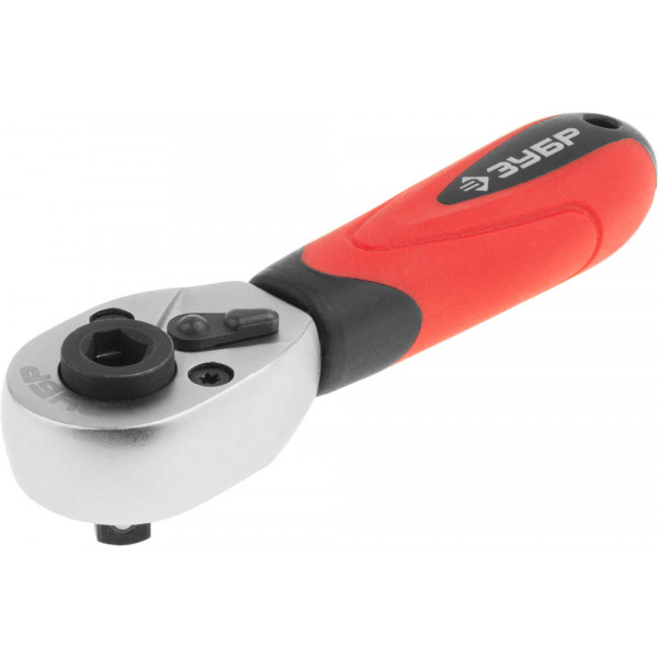 Наборы Трещотка ЗУБР МАСТЕР для торцовых головок и бит (1/4), Cr-V, 72 зубца, хроматированное покрытие 27735-1/4