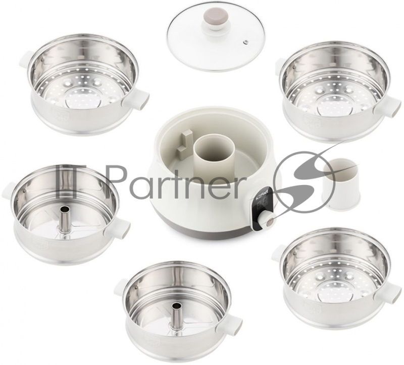 2035-КТ Пароварка Kitfort Мощность: 600 Вт.Количество уровней: 5.Таймер приготовления: до 60 минут.