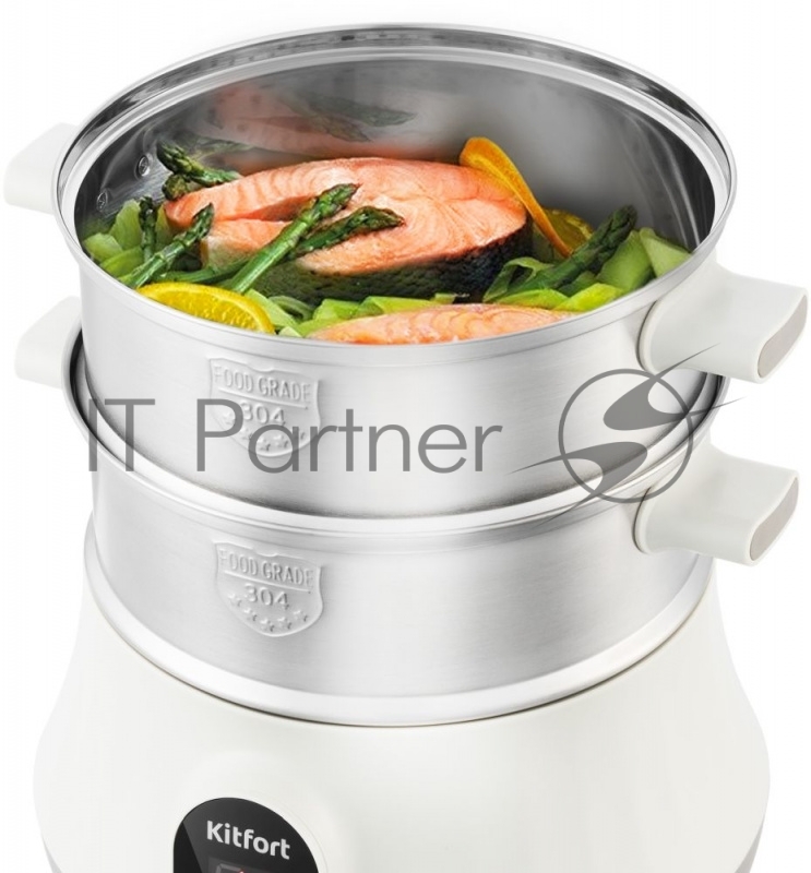 2035-КТ Пароварка Kitfort Мощность: 600 Вт.Количество уровней: 5.Таймер приготовления: до 60 минут.