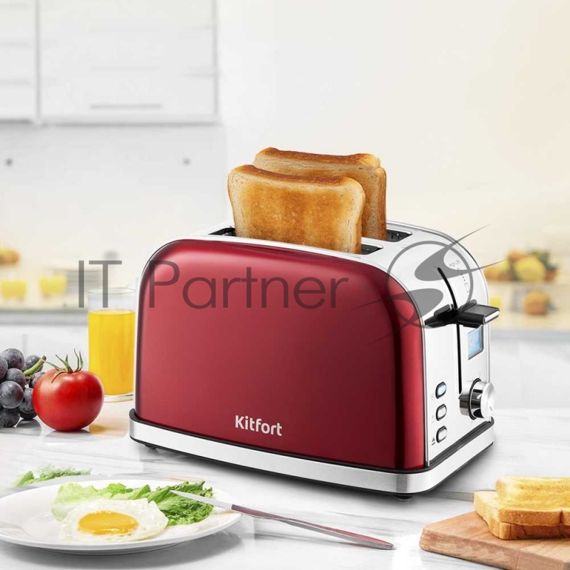 2036-1-КТ Тостер Kitfort Мощность: 800-950 Вт.Ёмкость: 2 тоста одновременно,красный.