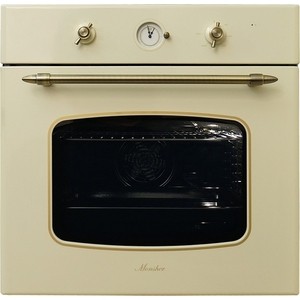 Электрический духовой шкаф MONSHER Электрический независимый духовой шкаф, 9 режимов, гриль, макси гриль, механические переключатели, овый таймер, ей, объем 70 л, Цвет: бежевый / фурнитура цвета бронзы