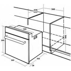 Электрический духовой шкаф MONSHER Электрический независимый духовой шкаф, 9 режимов, гриль, макси гриль, механические переключатели, овый таймер, ей, объем 70 л, Цвет: бежевый / фурнитура цвета бронзы