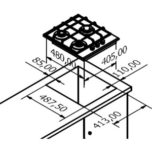 Газовая варочная поверхность Kuppersberg Газ, Газовая варочная поверхность, закаленное стекло, ширина 45 см, 3 газовые конфорки, WOK конфорка повышенной мощности, автоподжиг, газ-контроль, чугунные решетки, цвет черный / кромка FACET