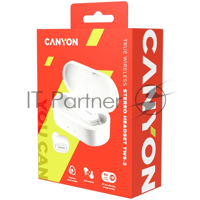 Гарнитура CANYON (TWS,Bluetooth Realtek 5.0,handsfree,36ч работы) белый (CND-TBTHS2W)