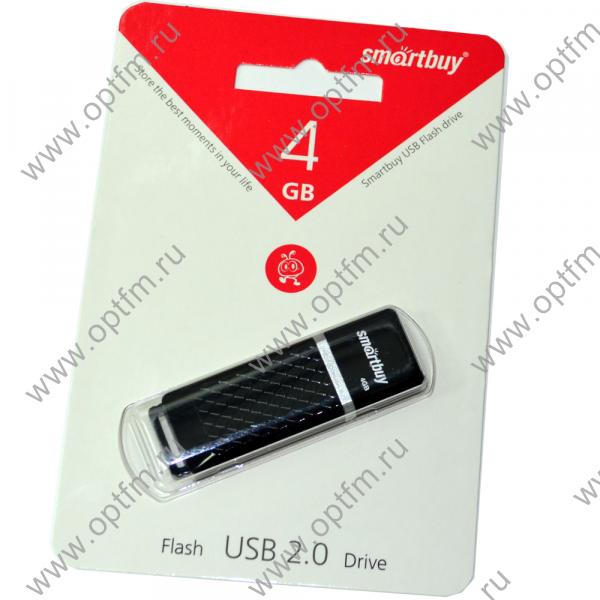 4GB USB 2.0 Flash Drive SmartBuy Quartz черный (SB4GBQZ-K)