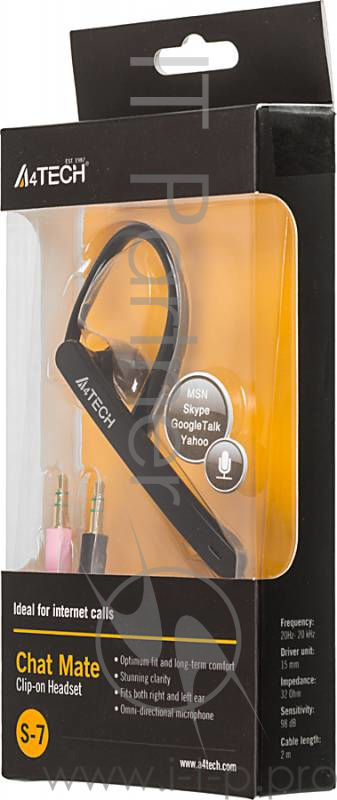 Наушники с микрофоном A4 S-7-1 черный 2м вкладыши в ушной раковине