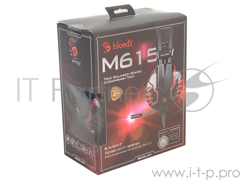 Наушники с микрофоном A4 Bloody M615 черный 2.2м мониторы оголовье (M615 B/R)