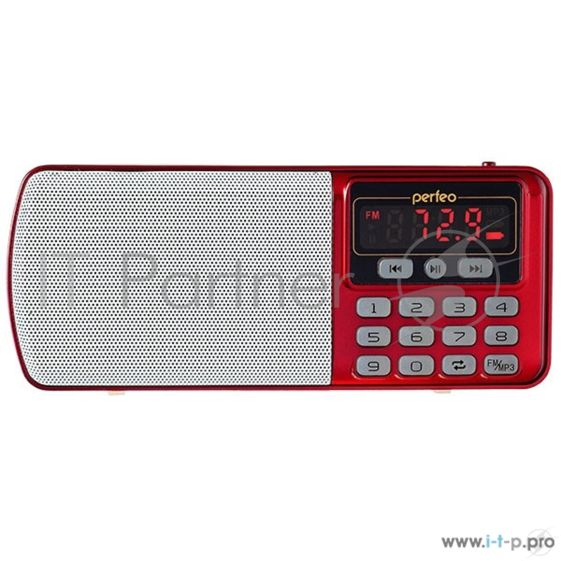 Радиоприемник цифровой Perfeo ЕГЕРЬ FM+ 70-108МГц/ MP3/ питание USB или BL5C/ красный(i120-RED)