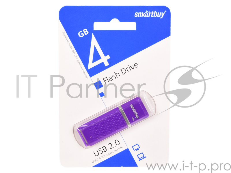 Внешний накопитель 4Gb USB Drive <USB2.0> Smartbuy Quartz series Violet (SB4GBQZ-V)