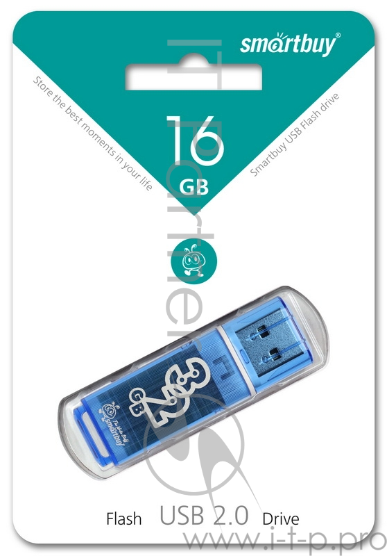 Внешний накопитель 16Gb USB Drive <USB2.0> Smartbuy Glossy series Blue (SB16GBGS-B)
