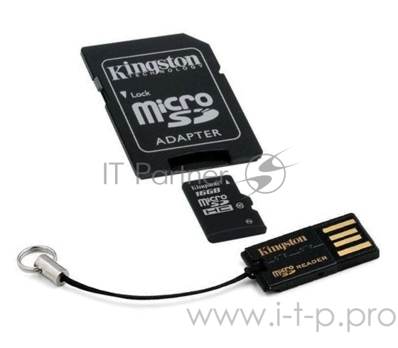 Флеш карта microSDHC 16Gb Class10 Kingston MBLY10G2/16GB + adapter