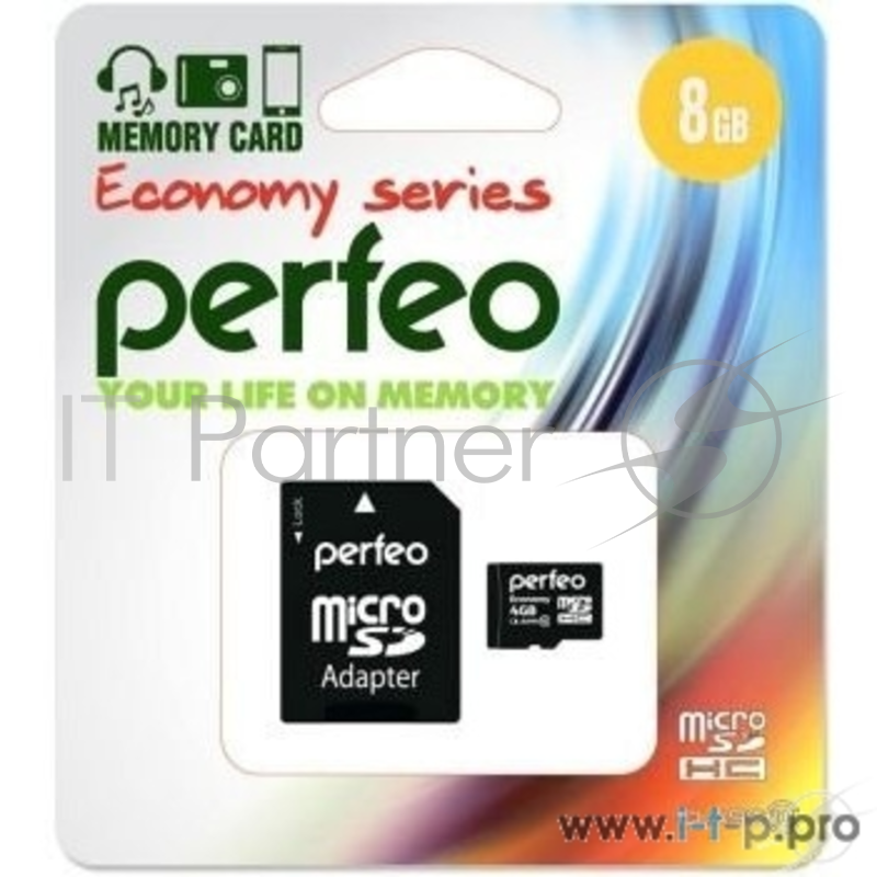 Флеш накопитель Micro SecureDigital 8Gb Perfeo PF8GMCSH10AES {MicroSDHC Class 10, SD adapter}