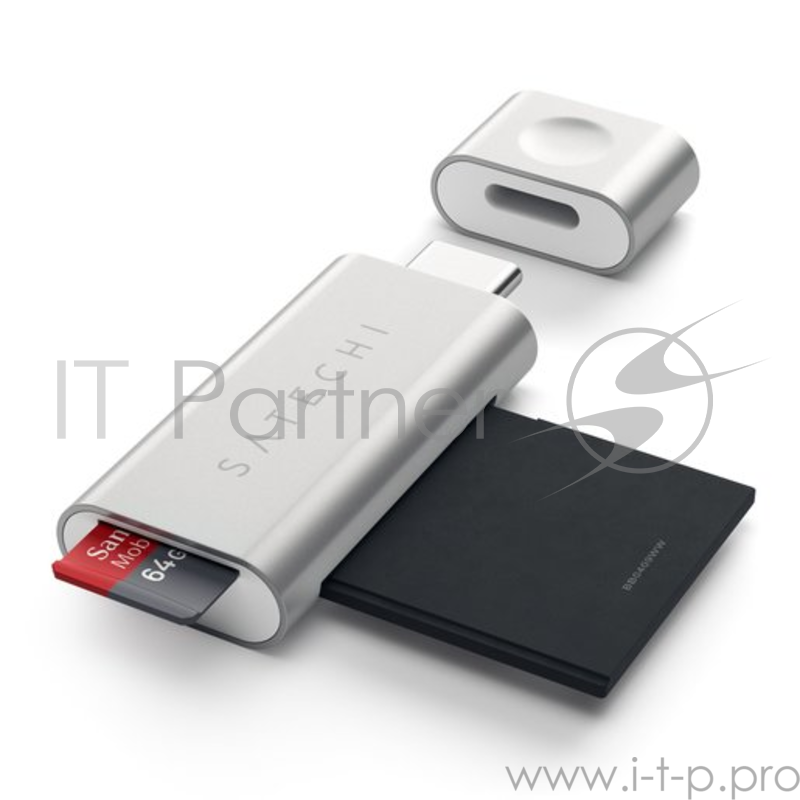 Кардридер Satechi Aluminum Type-C USB 3.0 and Micro/SD. Интерфейс Type-C. Цвет серебряный.