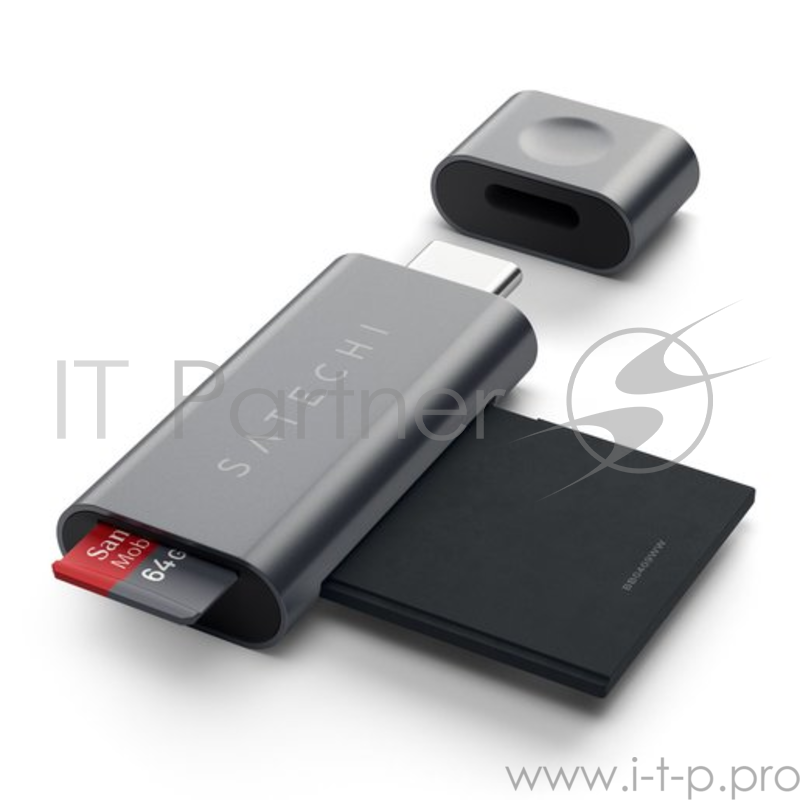 Кардридер Satechi Aluminum Type-C USB 3.0 and Micro/SD. Интерфейс Type-C. Цвет серый космос.