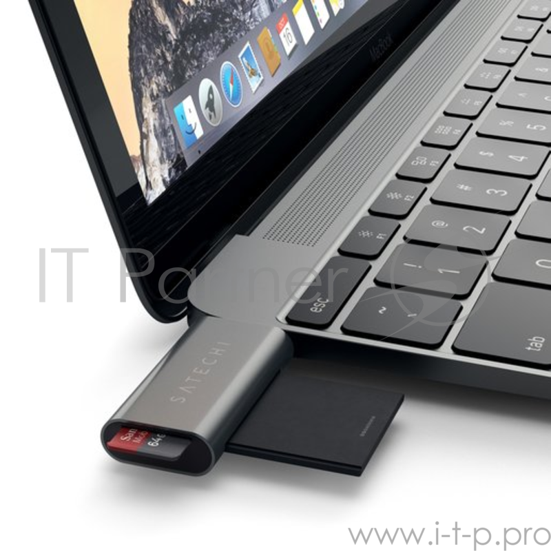 Кардридер Satechi Aluminum Type-C USB 3.0 and Micro/SD. Интерфейс Type-C. Цвет серый космос.