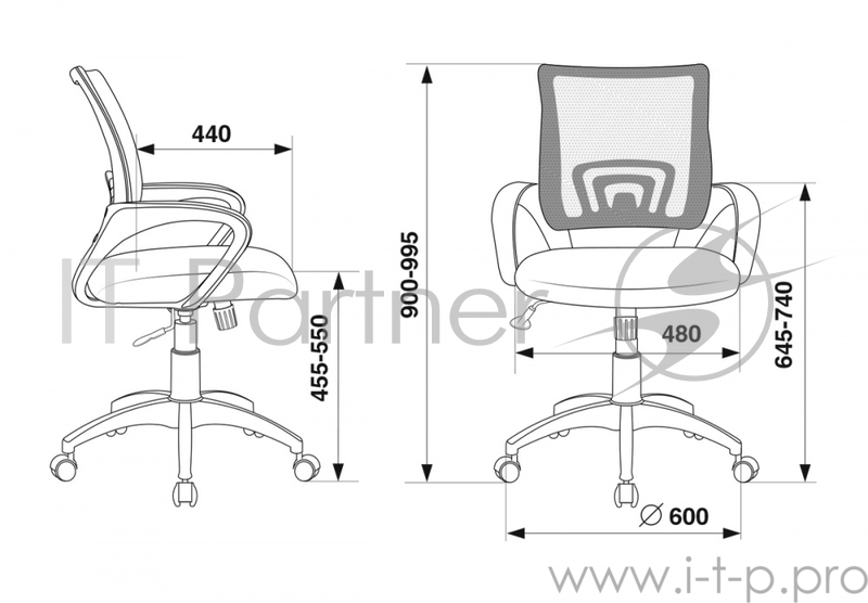 Кресло Бюрократ CH-695N/DG/TW-11 спинка сетка серый TW-04 сиденье черный TW-11