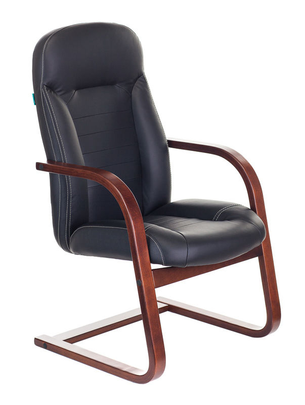 Кресло Бюрократ T-9923WALNUT-AV/BL низкая спинка черный кожа