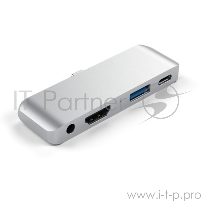 Адаптер Satechi Aluminum Type-C Mobile Pro Hub Adapter для iPad Pro 2018 с разъемом Type-C и других планшетов с разъемом Type-C. Цвет серебряный.