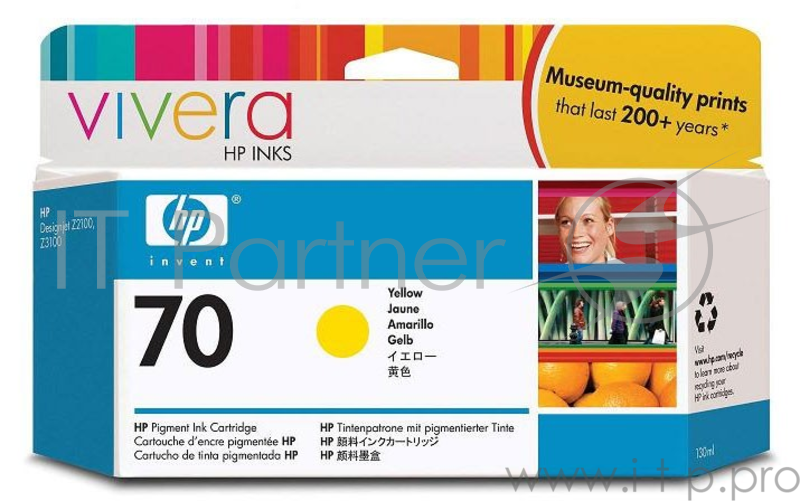 Картридж струйный HP №70 C9454A желтый для HP DJ Z2100/Z3100 (130мл)