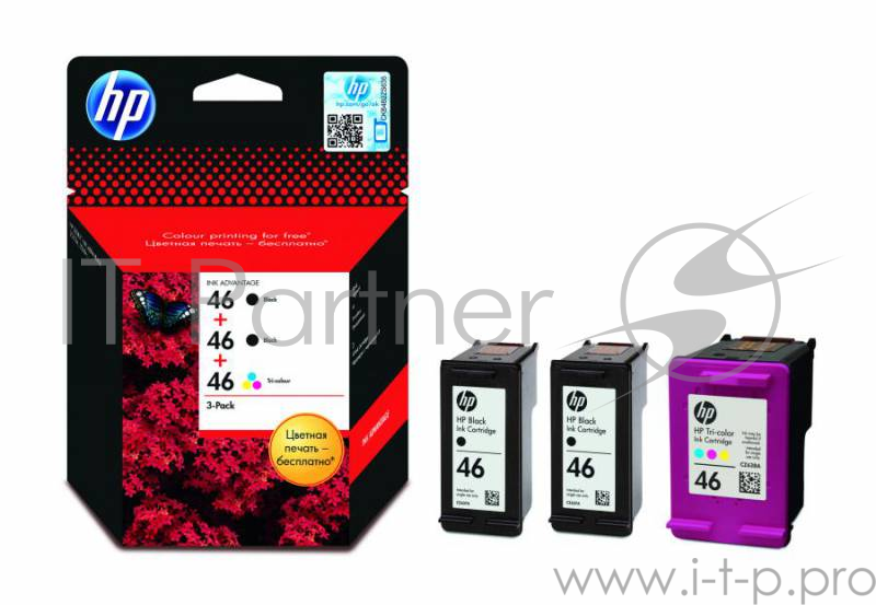 Картридж струйный HP 46 F6T40AE многоцветный/черный набор карт. для HP DJ Adv 2020hc/2520hc