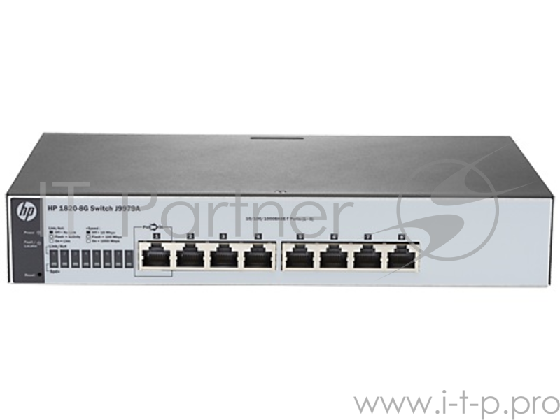 Сетевое оборудование HP J9979A HP 1820-8G Switch (WEB-Managed, 8*10/100/1000, Fanless, Rack-mounting, 19)