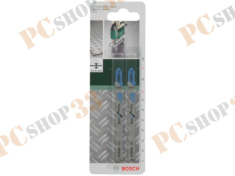 Оснастка к лобзику пильное полотно Bosch T 118 BF BIM 2609256734, биметаллическое (2шт./уп.), для жести средней толщины