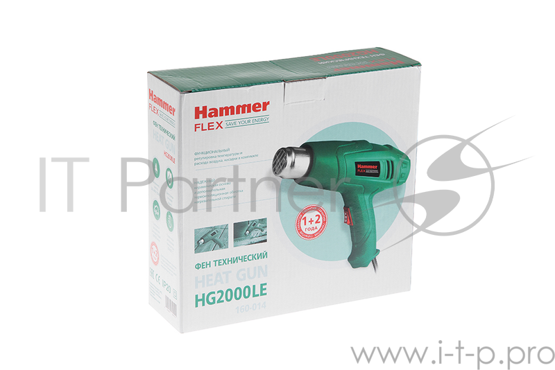 Фены Hammer Flex HG2000LE Фен технический 378204 {2000Вт 350/600С 300/500л/мин насадки, тепл.защита}