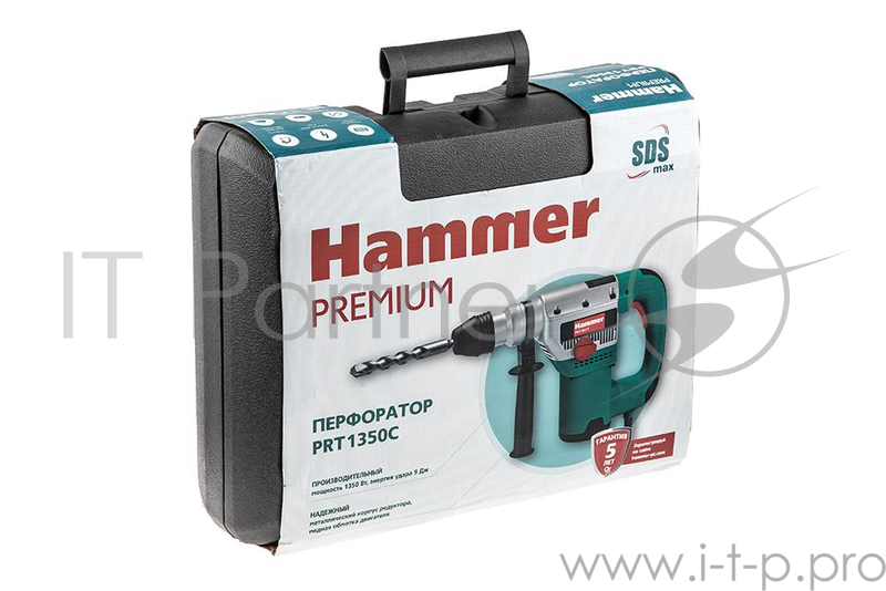 Перфоратор HAMMER PRT1350C PREMIUM 1350Вт SDS MAX 38мм 560об/мин 9.0Дж 2 режима кейс