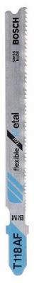 Оснастка к лобзику пильное полотно Bosch T 118 AF BIM 2609256733, биметаллическое (2шт./уп.), для тонкой жести