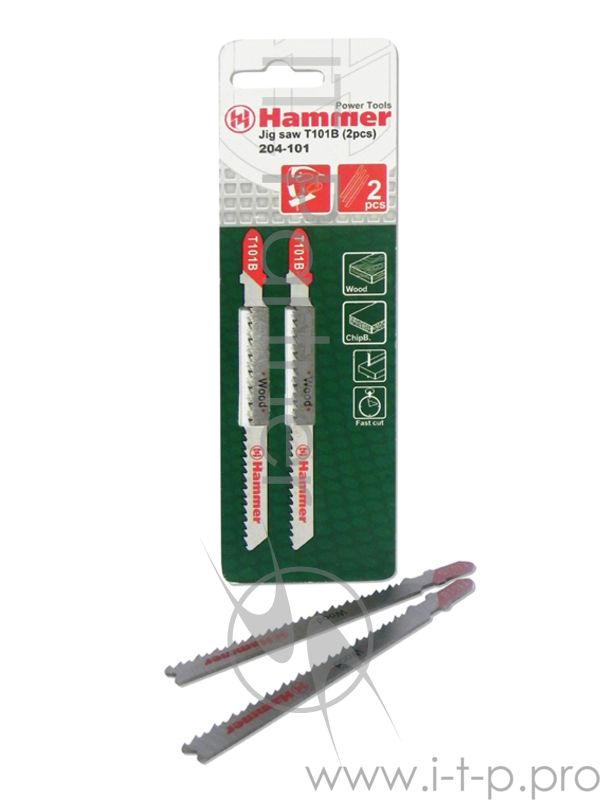Пилка для лобзика Hammerflex 204-109 JG WD-PL T101BF (2pcs) тв.дрламэпокс., 74мм, шаг 2.7, BiM, 2