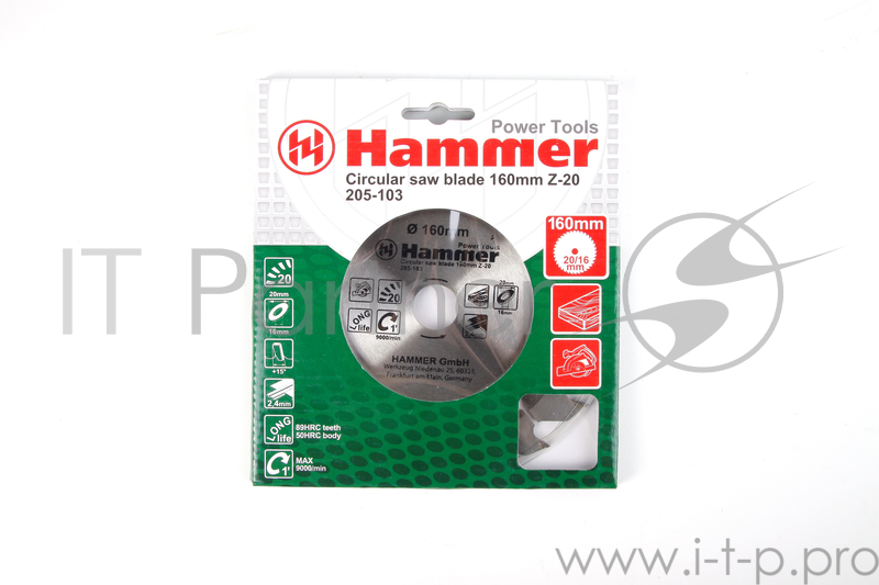 Диск пильный Hammer Flex 205-103 CSB WD 160мм*20*20/16мм по дереву