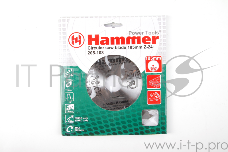 Диск пильный Hammer Flex 205-108 CSB WD 185мм*24*30/20мм по дереву