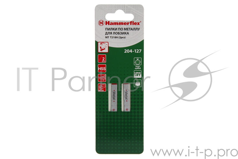 Пилка для лобзика Hammer Flex 204-127 JG MT T218A тонкий металл, 50мм, шаг 1.2, HSS, 2шт.