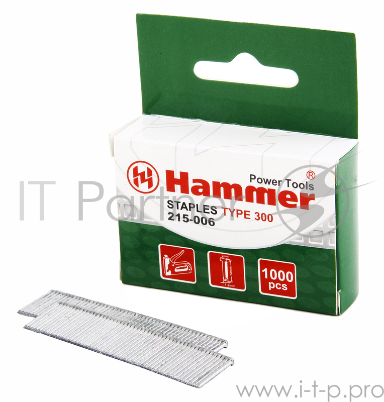 Гвозди для степлера Hammer Flex 215-006 14мм, сечение 1.2мм, T-образные (тип 300), 1000шт.