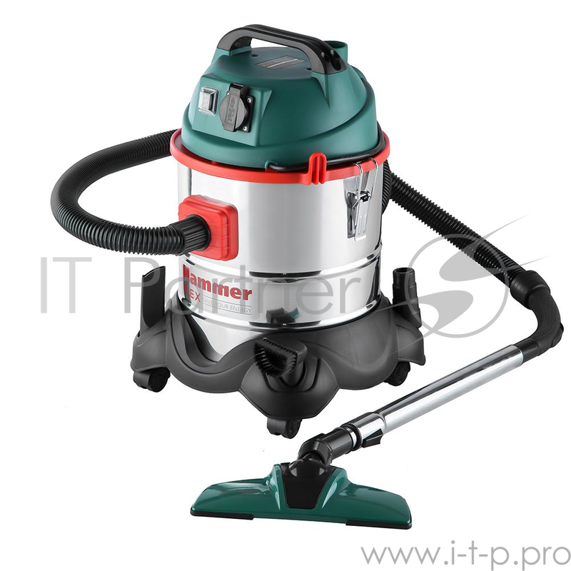 Пылесосы строительные Пылесос Hammer Flex PIL20A 196422 181-001 {для сух/вл уборки 1400Вт 20л + розетка для электроинструмента}