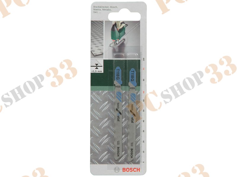 Оснастка к лобзику пильное полотно Bosch T 118 G HSS 2609256731, для жести (2шт./уп.)