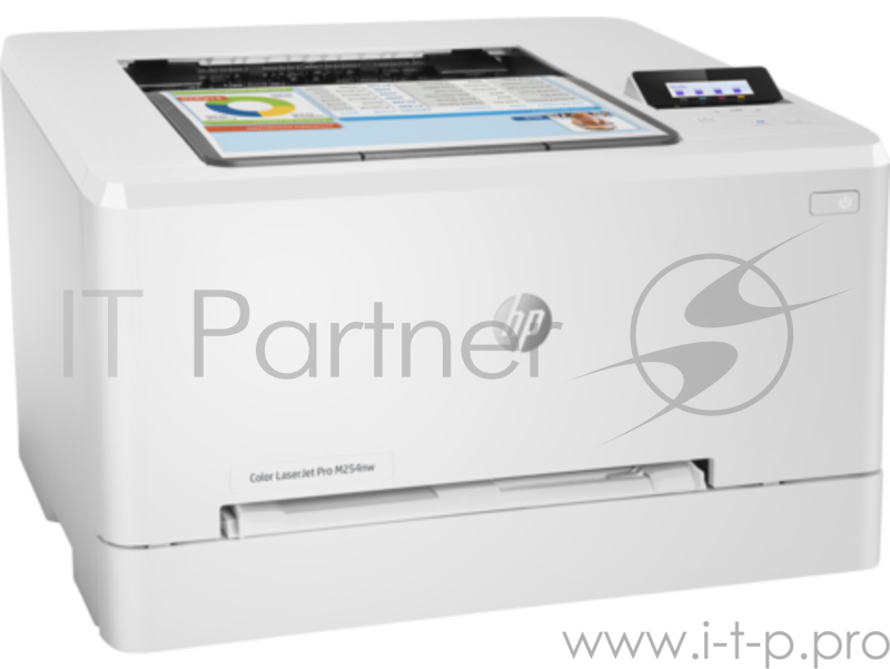 Принтер HP Color LaserJet Pro M254nw (T6B59A), цветной лазерный A4, 21 стр/мин, 600x600 dpi, 128 Мб, дуплекс, подача: 251 лист., вывод: 100 лист., Post Script, Ethernet, USB, Wi-Fi, ЖК-панель (замена B4A21A M252n)