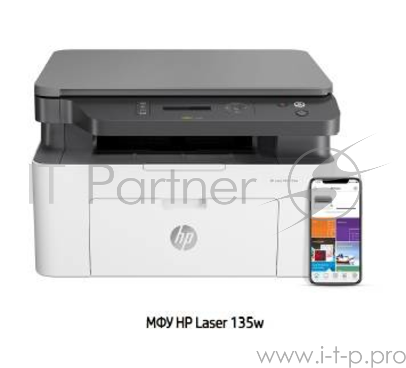 МФУ лазерное, HP Laser 135w (4ZB83A), принтер/сканер/копир, A4