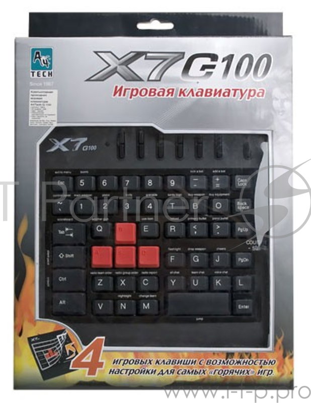 Клавиатура A4 X7-G100 черный USB Multimedia Gamer