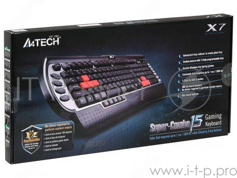 Клавиатура A4 G800V черный USB Multimedia Gamer
