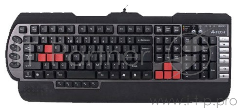 Клавиатура A4 X7-G800MU черный/серый PS/2 Multimedia Gamer (подставка для запястий)